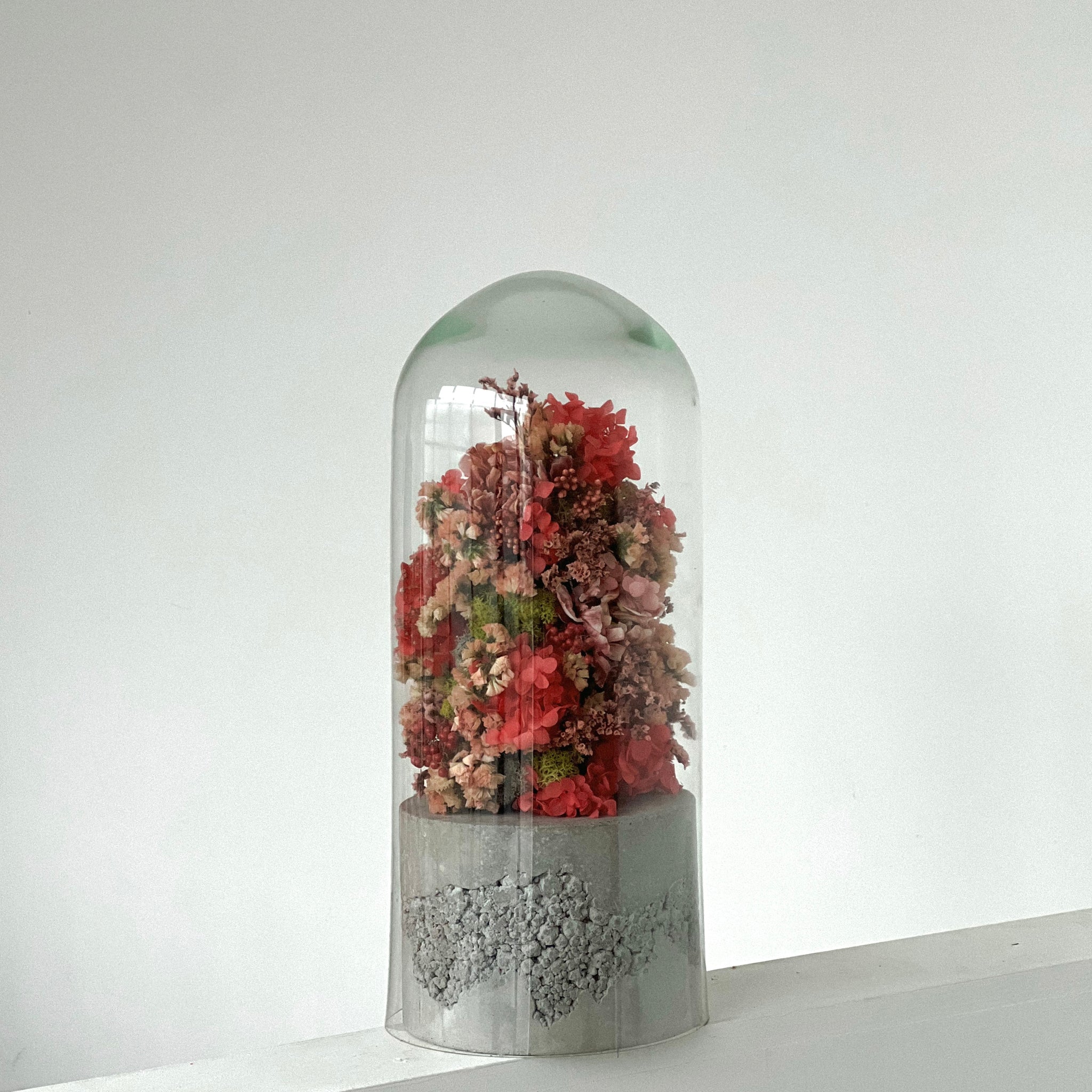Flower sculpture - Glass Dome Installation (blush pink)
